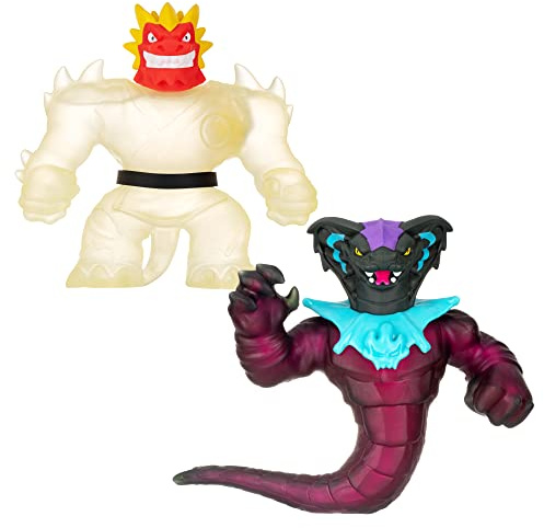 Heroes of Goo Jit Zu Glow Shifters Versus Pack, Ultraglow Blazagon VS Shadowfang Viper. Two exclusive Stretchy, Squishy Goo Filled Toys. (42619)