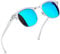 Joopin Semi-Rimless Polarised Sunglasses for Men, UV400 Protection Classic Horn Rimmed Half Frame Womens Sunglasses(Transparent Frame Mirrored Blue Lens)