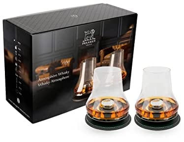 Peugeot- Coffret Dégustation Whisky - 2 Sets (Verre à Whisky + Socle Rafraîchissant + sous-Verre) + Livret - Coffret Cadeau Whisky, Armagnac, Cognac