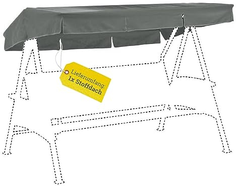 KETTtex EXKLUSIV Schaukeldach für Kettler Classic/Montana dunkelgrau 207x146 I Dach Hollywoodschaukel I UV-beständiges Schaukel-Dach I 100% Polyacryl I versch. Farben