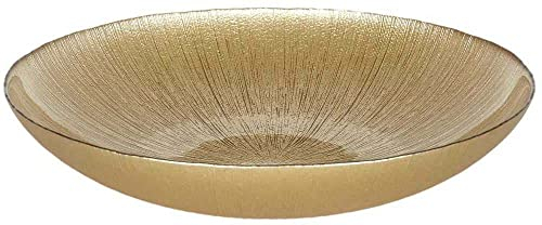 HOME DECO FACTORY, KA6137, Saladier en Verre doré élégant, Parfait pour Servir Vos Plats avec Style, idéal pour réceptions et Repas Quotidiens, diamètre 30 cm, Couleur Or