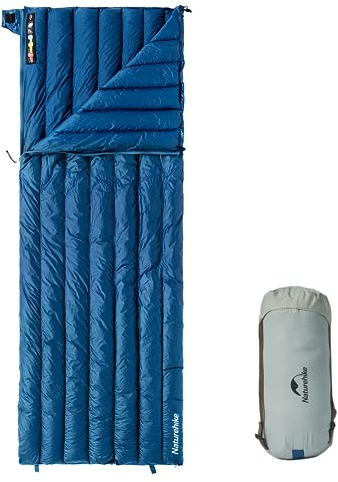 Naturehike Schlafsack Rechteckiger Daunenschlafsack Gefüllt mit hochwertigen weißen Entendaunen 650FP Erweiterbar zur Verwendung als Decke Geeignete Temperatur -8℃-11℃ Mit Kompressionssack