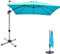 SFAREST 3M Patio Offset Umbrella, 360° Rotating Garden Parasol with Cross Base and Crank Handle, Tilting Outdoor Square Cantilever Umbrella for Beach, Garden, Market (Blue)