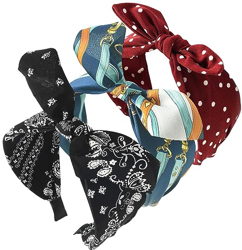 scicent 3 Stück Haarreifen Knoten Samt Stirnband für Damen Mädchen 3 Farben - 15527
