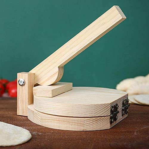 Tortilla Press - Press Dumpling Chapati Maker - Wooden Tortilla Press Roti Maker Solid Wood Dumpling Skin Presser Board Chapati Maker for Making Roti security-Log Color Round Amazing
