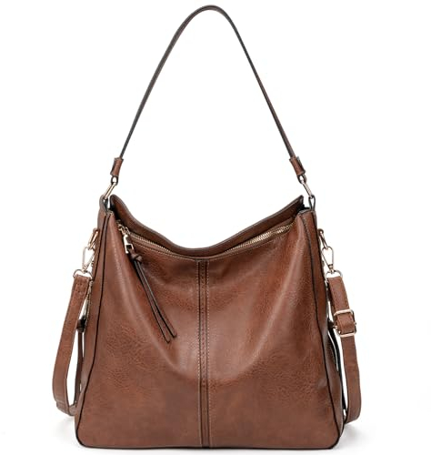 molshine Handtasche Damen Shopper Hobo Große Henkeltasche, schicke Schultertaschen vegan Leder, Umhängetasche mit abnehmbar Schulterriemen für Frauen HB021 (Braun)