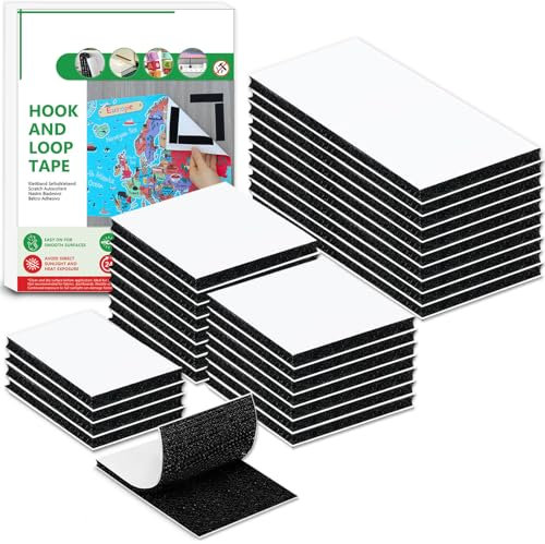 Blooven Klettband Selbstklebend 30 Stück Extra Stark, Doppelseitig Klebende mit Klettverschluss Selbstklebendes Klebepad Flauschband und Hakenband (Schwarz)