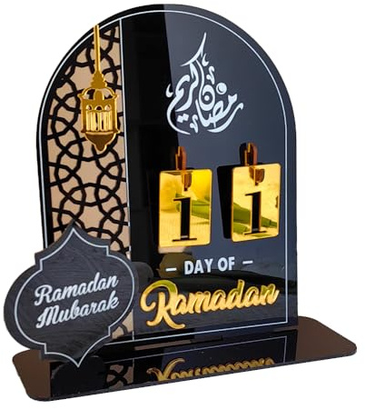 Acrylic Ramadan Calendar, DIY Eid Mubarak Decoration, Ramadan Countdown Calendar (black)