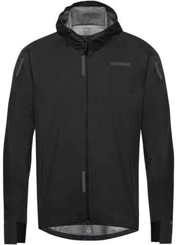 GOREWEAR Concurve GORE-TEX Men’s Running Jacket | Waterproof, Lightweight, Breathable | Packable Rain Jacket with Hood Black Small