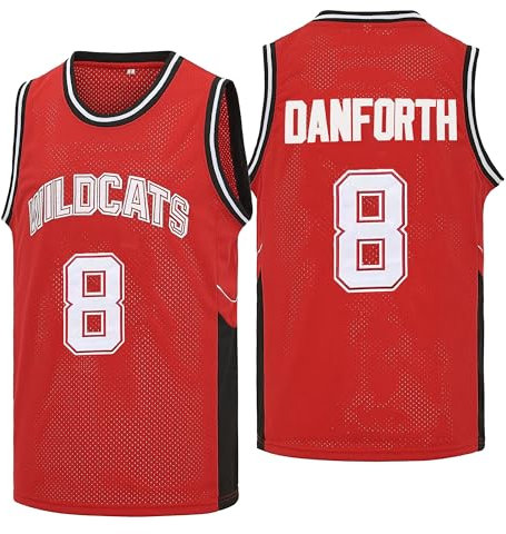 Tynxar Herren Wildcats High School Basketball Trikot #14 Troy Bolton Jersey #8 Chad Danforth Shirt Jersey Rot S-XXL, Rot #8, S