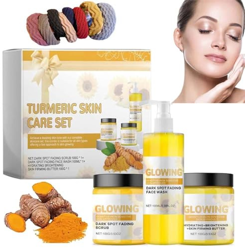 Turmeric Glow Combo Skincare Set,3 In 1 Turmeric Skincare Set,Glow Combo Skincare Set,Natural Exfoliation And Hydration Glowing Skin,For All Skin Types (1set)