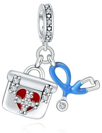 Erizteya 925 Sterling Silber Charms für Armbänder Halsketten,Graduation Bachelor Cap Dr.Owl's Hat Compass Anhänger Beads,Nurse Hat Heartbeat Love Pendant Schmuck Geschenk für Frauen