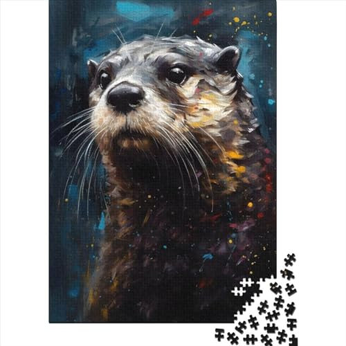 XJmoney 1000-teiliges Puzzle für Erwachsene, Otter-Ölgemälde-Portrait, Holzpuzzle für Erwachsene, Lernpuzzle für Familie und Freunde, Geschenke, 1000 Stück (75 x 50 cm)