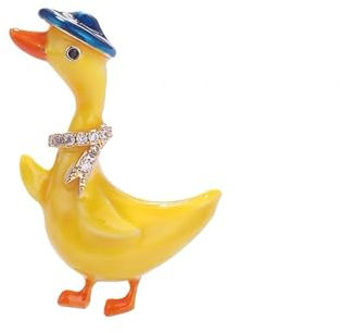 Kleine gelbe Enten-Brosche für Damen und Mädchen, Zirkonia-Kristall, niedliches Haustier, Tier, Anstecknadeln, verdeckte Schals, Schal-Clip für Kleidung, Kleider, Dekoration, Zubehör, Metall, Zirkonia