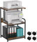 3-Tier Printer Stand, Large Printer Table on Wheels, Movable Printer Stand with Storage, Rolling Printer Cart for Fax Scanner Files Media Player, Multifunctional Trolley for Office Home Kitchen, Brown