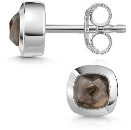 Materia Rauchquarz Schmuck Silber 925 Ohrstecker - Edelstein Ohrringe SO-340-Rauchquarz