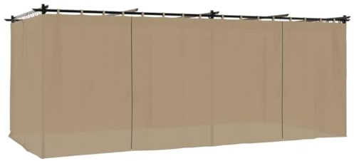 vidaXL Tonnelle avec Rideaux Taupe 6x3 m Acier, tonnelle de Jardin, tonnelle de Patio, pavillon de Jardin, tonnelle d'extérieur, pavillon, pergola