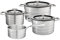 Sallys Edelstahl Kochtopfset Induktion La Cucina, 9-teilig, Kochtopf Set mit multifunktionalem Glasdeckel, Innenskalierung, für alle Herdarten geeignet