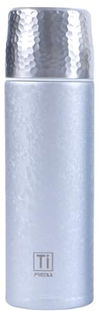 TIBROMTACK Titan Vakuum isolierte Wasserflasche Doppelwandige Titanium Thermoskanne mit Becher 480ml/ 16.8fl oz Kalt oder heiß für Stunden, perfekt für Kaffee, Tee, Geschenk (Natürliches Titan)