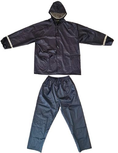 MAKA change your life quality Impermeabile Uomo e Donna Antipioggia da Lavoro con Pantalone Alta Visibilità Catarifrangente Traspirante Cappello con Visiera Protegge Pioggia Manica Elastica (XXL)