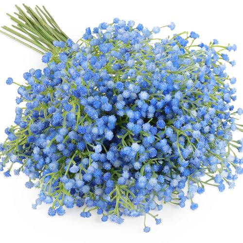 N&T NIETING Gypsophila künstliche Blumen, 15 Stück Baby Atem Blumen Künstlich, Schleierkraut Gefälschte Gypsophila für DIY Hochzeit Bouquet Party Tisch Home Decor (Blau)