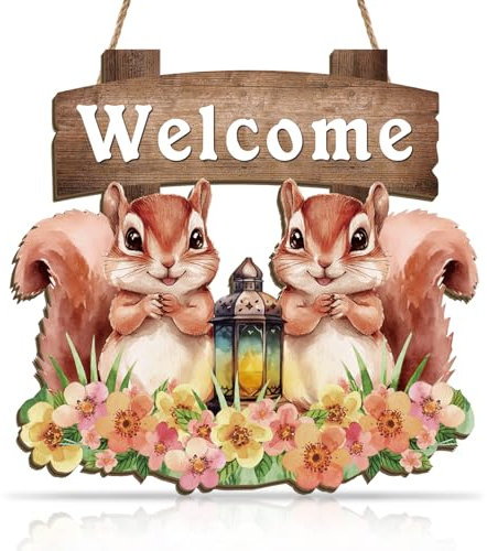 ANHUIB Welcome Sign Front Door Decorations Garden Signs and Plaques for Outside Welcome Garden Ornament Flower Wall Hanging Plaques Home Decor for Outdoor Porch Gate Hanger Farmhouse Signs for Outside