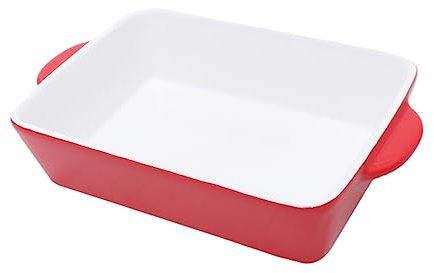 Garneck Deep Ceramic Lasagne Dish – Rectangular Oven Bakeware for Cooking - Ideal for Lasagne - Cakes & More for Microwave & Oven Use Stylish Red Finish