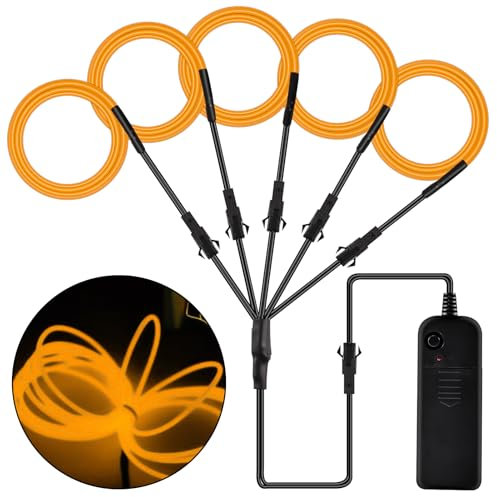 Joycabin EL Draht 5 x 1M Neon Beleuchtung Draht Lichtschlauch, Portable Neon leuchtende Wearable LED Lights für Partys, Karneval, Halloween, DIY Kostüm Dekoration (Orange)