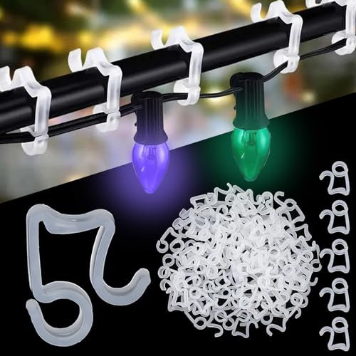 100 Pcs Gutter Hooks for Outdoor Lights – Plastic S-Shaped Light Clips for Hanging Christmas Fairy Lights, String Lights, Roof Gutters, Tree Branches & Garden Decorations