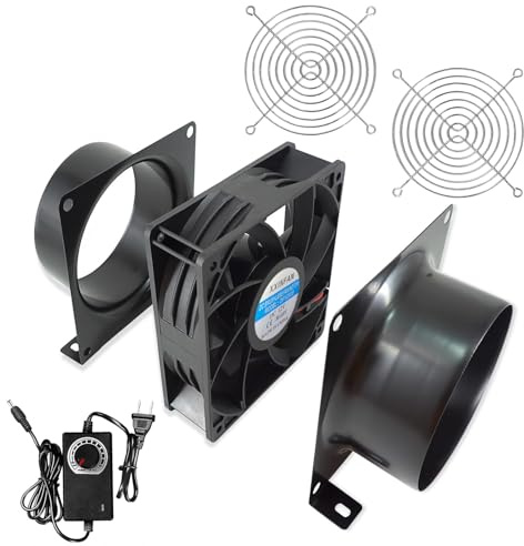 Dcfairfan 4” Axial Exhaust Fan 120mm 12V DC Vent Fan with Air Exhaust Fume Smoke Extractor Kit for DIY Soldering, 3D Laser, Paint Booth Inline Duct