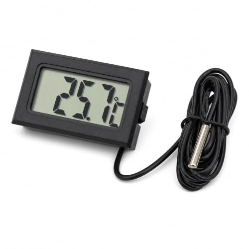 Digitales Thermometer mit LCD-Display – Wasserdichter Temperatursensor – Sondenkabel von 1 m bis 5 m – Messbereich von -50 °C bis +110 °C – Monitor für Aquarium und Terrarium (5 Meter)