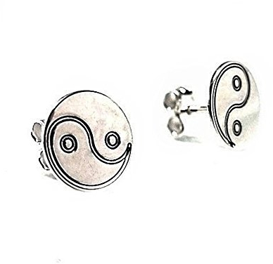 Yin Yang 925m Sterling Silber Ohrringe 10mm. gegensätzliche Energien