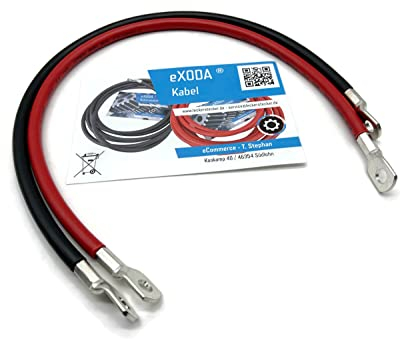 eXODA cable de batería de 50cm 25 mm² cobre cable de alimentación con ojales M8