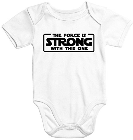 MoonWorks Baby-Body mit The Force is Strong with This one Aufdruck Bio-Baumwolle Kurzarm