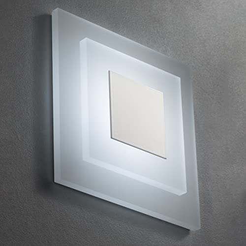 meerkatsysteme 10er SET LED Treppenbeleuchtung Premium SunLED Pyramid 230V 1W Echtes Glas Treppenlicht mit Unterputzdose Treppen-Stufen-Beleuchtung Wandeinbauleuchte (Kaltweiß, Alu: Weiß)
