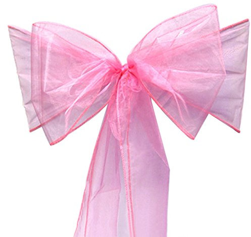 Calcifer Lot de 50 rubans en organza doux et élégant pour décoration de fête, mariage, banquet - 17,8 x 274,3 cm (rose)