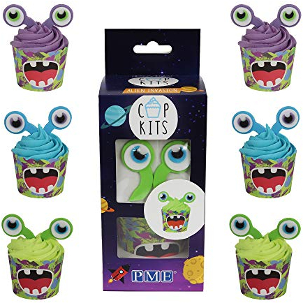 PME Cupcake-Dekorationsset mit essbaren Aufsätzen, Alien-Invasion