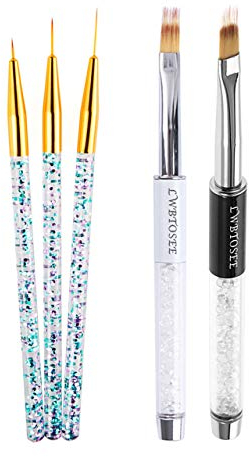 LWBTOSEE 2PC Nail Ombre Pinsel Nail Art Malerei Pen Pinsel UV Gel Politur Farbverlauf Farbe Strass Kristall Acryl Nail Tuschefüller (D)