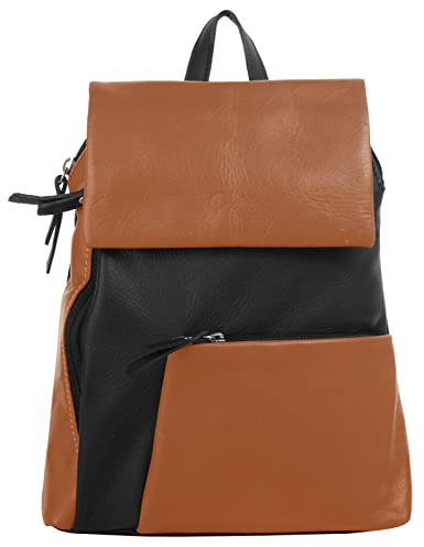 Cluty City-Rucksack Echt Leder Damen Made in Italy, Daypack, Citybag, Schultertasche aus Leder