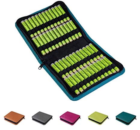 Homöopathische Taschenapotheke, Globuli-Tasche zum Buch Quickfinder Homöopathie für Kinder (GU) von Dr. Markus Wiesenauer, gefüllt mit 48 Globuli-Röhrchen (Glas), aus echtem Leder (petrol-blau)