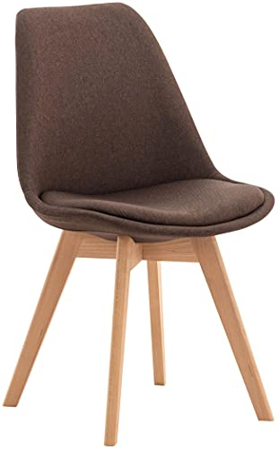 CLP Esszimmerstuhl Linares Kunststoff I Stoff I Samt I Cord I Lederoptik I Lehnstuhl Mit Holzgestell, Farbe:braun, Material:Stoff