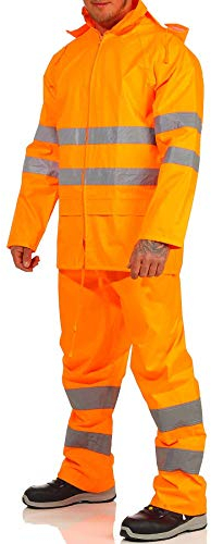 Mivaro Herren Regenanzug Warnschutz EN ISO 20471, hohe Sichtbarkeit, Größe:XL, Farbe:Neonorange