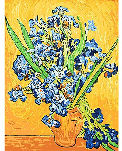 LZQZJD Puzzle Für Erwachsene 3000-Teiliges Puzzle Aus Holz Van Gogh: Iris In Einer Vase Puzzle Home Dekorationen Und Geschenke