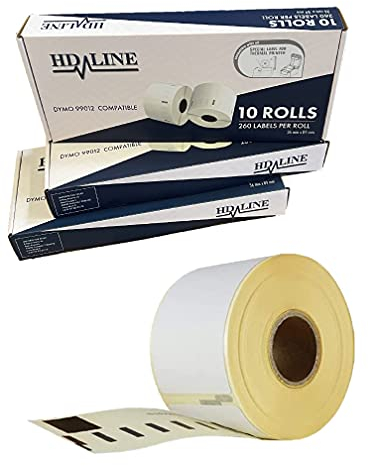hd-line Dymo Etiketten für Labelwriter 99012-30 Rolle Pack Etiketten x 260 St. Je Rolle = 7800 Etikette, Selbstklebend, Kompatibel für Dymo Labelwriter & Seiko Etikettendrucker, 89 X 36 mm