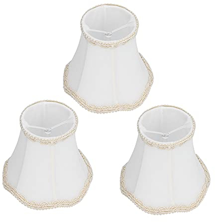 Lot de 3 Abat-Jours,Couvercle de Lampe,Abat Jour Petite Taille,Abats-Jour de Lampe en Tissu,Petits Abat Jour Cloche Blanc à Pince sur Ampoule pour Table de Chevet,Applique Murale en Cristal, 8x13x12cm