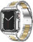 Designed for Apple Watch Band and Case, Stainless Steel Metal Chain with TPU Cover, Smart-Watch Link Bracelet Strap, Wrist-Band for i-Watch Series 9 8 7 6 5 4 3 2 1 SE, 45mm 44mm 42mm, Silver+Gold
