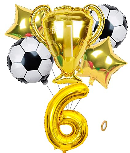 Jxuzh Fussball Geburtstag Fußball Party Deko Zubehör Fußball Geburtstagsdeko Jungen Luftballon 6. Geburtstag Junge Soccer Party Fußball Ballons Deko Stern Ballon Golden Fußballfan Kindergeburtstag