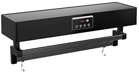 QL Scaldasalviette Elettrico con Disinfettante UVC e Asciugatura Rapida 500W,Portasciugamani 60CM,Asciugasalviette per Bagno,Cucina,Nero