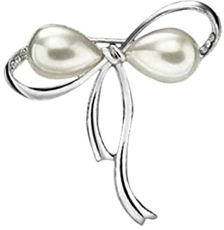MOGSA Brosche Damen Brosche Bauhinia Brosche Anstecknadel Strass Brosche Anstecknadel Hochzeit Brosche - Silber Schleife