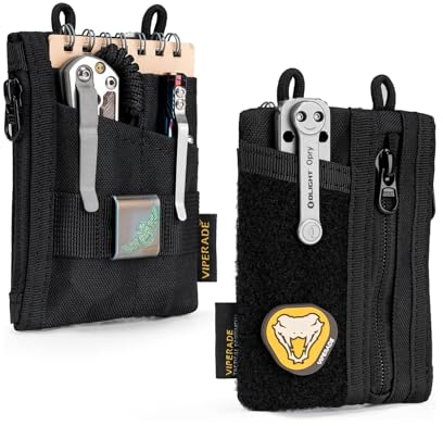VIPERADE VE18-S Klein EDC Tasche Mini EDC Pocket Pouch Tool Organizer,Klein EDC Organizer Werkzeugtasche mit 6 Taschen,EDC Organizer Tasche für Herren,Klein Multitool Taschen Organizer -Schwarz